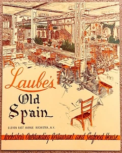 1938 Laube’s Old Spain Menu - Rochester’s Outstanding Restaurant & Seafood House - Bild 1 von 5
