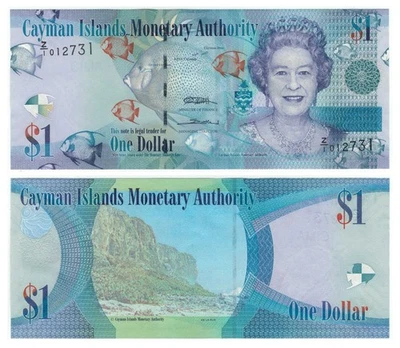 Cayman Islands 1 Dollar (2010) - QEII/Fish - p-38z, B218az Replacement UNC - Image 1 of 3
