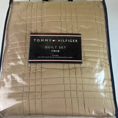 Tommy Hilfiger Juego de Edredón Doble Beige Tostado Caqui 2 piezas Ropa de Cama Edredón Almohada Falsa Foto 1 de 3