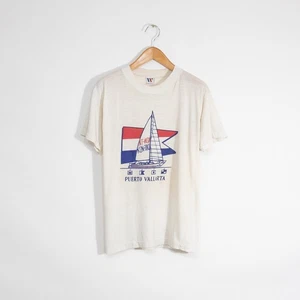 Vintage 90s Puerto Vallarta T Shirt Medium - Paper Thin Single Stitch Distressed - Picture 1 of 10