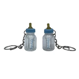 x2 Vintage 1980s Gum-ball Machine Prize Baby Bottle Keychains Blue - Picture 1 of 3