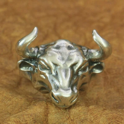 925 Sterling Silver Details Bull Ring Rock Punk Jewelry TA198A US Size 7~15 BZ - Image 1 of 4