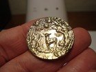 Antique stamped brass TWO DEER in the WOODS scene LAST one button