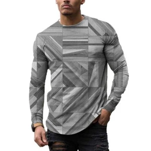 Mens Activewear Round Neck Pullover T-shirts Slim Fit Casual Long Sleeve Tee Top - Picture 1 of 18
