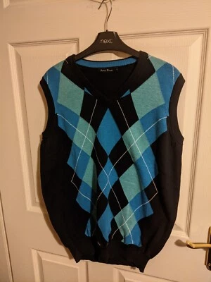 James Pringle Golf Argyle Diamond Sweater Vest EWM tag 100% Cotton Size S - Image 1 of 4