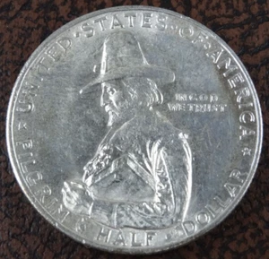1920 Pilgrim Silver Half Dollar US Mint 50C Commemorative Unc Tercentenary - Picture 1 of 4
