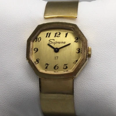 Vintage Supreme Watch Women 28mm Gold Tone Octagon Dial 17J Manual Wind 6.25" - Image 1 of 4