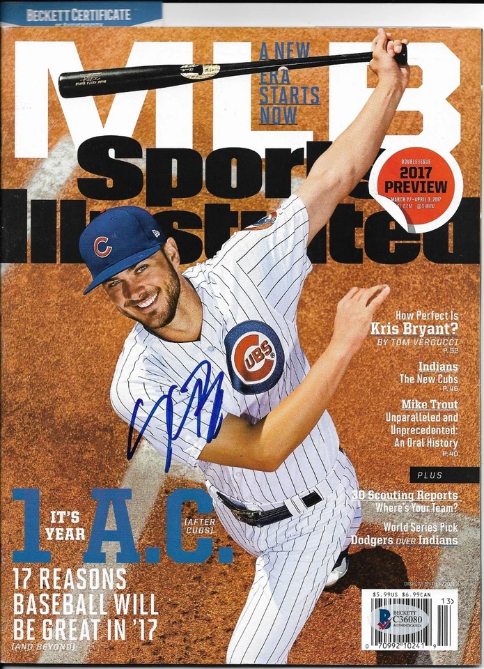 KRIS BRYANT signed SPORTS ILLUSTRATED WORLD SERIES CHICAGO CUBS w/COA BECKETT - Image 1 of 1