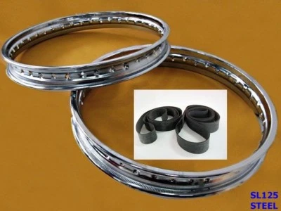 Fit HONDA SL125 XL125  SL185S F&R  STEEL WHEEL RIM SET+TAPE RUBBER #BI864# - Image 1 of 4