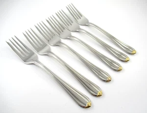 Gorham GOLDEN MELON BUD 6 Salad Forks Glossy Stainless Steel Flatware - Picture 1 of 4