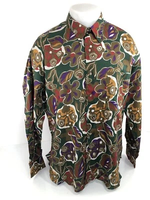 Impresionante Camisa IKE BEHAR / NEIMAN MARCUS - NUEVA con ETIQUETAS - Floral MEZCLA DE LINO De Colección XL Foto 1 de 4