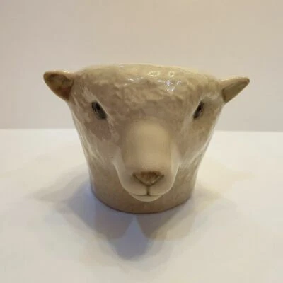 Jarrón de cerámica maceta cabeza de oveja blanca estatuilla mini maceta suculenta flor hogar Foto 1 de 4
