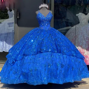 Prinzessin königsblau Ballkleid Quinceanera Kleider formell Abschlussball süß 15 16 Kleid - Bild 1 von 10