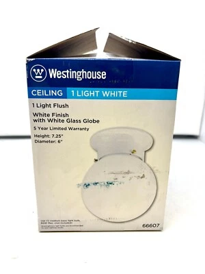 Luminária de teto Westinghouse 1 luz interior branco montagem embutida com vidro branco - Imagem 1 de 3