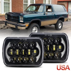 Pair For Dodge Ramcharger 1981-1993 5X7 7X6" LED Headlights Hi/Lo Beam DRL H6054 - Picture 1 of 13