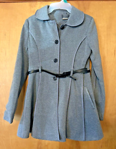 Little Girls Jou Jou Grey Belted Dress Coat Size L