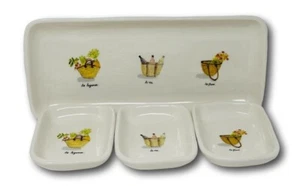 Rae Dunn Ceramic Appetizer Serving Tray Tray French Wine Flower Vegetable - Picture 1 of 3