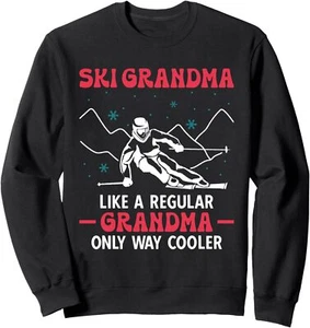 Skiing Ski Outfit Ski Grandma Nordic Skier Sweatshirt - Picture 1 of 7