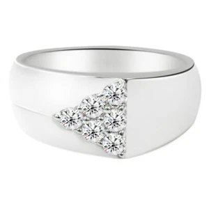 D/VVS1 0.15Ct Round Shape Men's Engagement Ring In 14KT White Gold - Picture 1 of 4