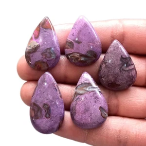5 Pcs Natural Purple Sugilite Designer Pear Cabochon Loose Gemstone Russia - Picture 1 of 10