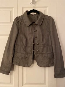 Ann Taylor LOFT Damen Armeegrün Militär Jacke Größe 12 Knopfleiste - Bild 1 von 12