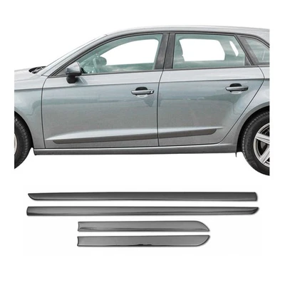 Universal Dark Chrome Side Door Streamer Body Molding Trim Stainless Steel 4 Pc - Image 1 of 4