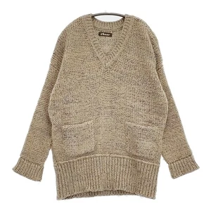 Cheer Sapporo V-neck mixed silk blend with pockets Sweater knit beige 5-1008T♪ - Picture 1 of 7