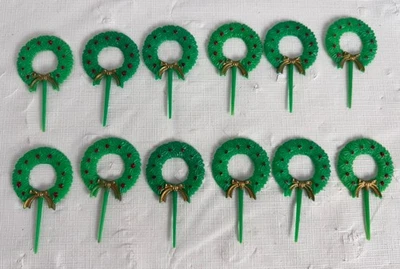 Selecciones de cupcakes de corona de Navidad vintage 1 docena 12 lazos de oro verde Foto 1 de 4