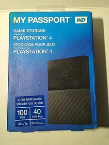 WD 4TB My Passport Game Storage Works with PS4 USB 3.0 WDBZGE0040BBK NESN - Photo 1/6