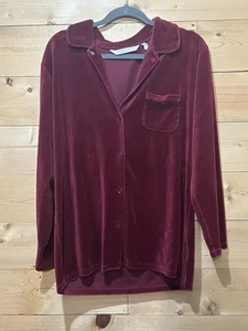 Vintage Victoria’s Secret Country Red Velvet Button Up Shirt Women’s M | Sleep - Picture 1 of 13