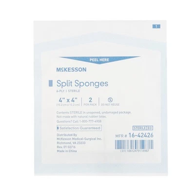 McKesson 16-42426 Esponjas Divididas Aderezo Estéril 4 X 4" 12 Cajas 600 Ct Foto 1 de 3