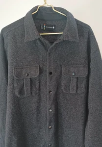 smartwool anchor line mens grey long sleeve wool blend shirt shacket - large - Picture 1 of 9