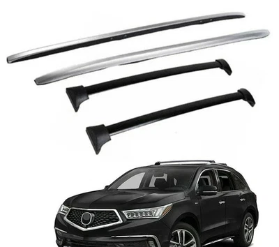 BlackOE Style Roof Side Rail Cross Bar For 14-20 Acura MDX Luggage Carrier Combo - Image 1 of 4
