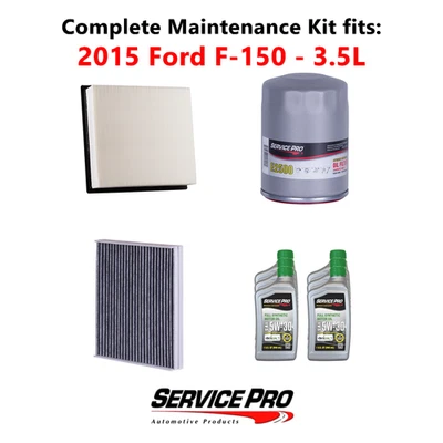 2015 Ford F-150 3.5L Complete Oil, Air & Cabin Filter Kit (5W-30) Foto 1 de 4