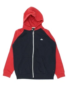 QUIKSILVER Womens Zip Hoodie Sweater UK 14 Large Navy Blue Colourblock CM10 - Picture 1 of 5