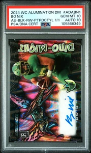 2024 Wild Card DinoMight Exclu. Auto #ADAN1 Bo Nix Au-Blk-Rw-Ptrdctyl 1/1 PSA10 - Bild 1 von 2