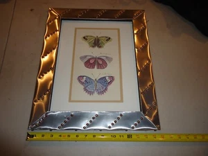 (A) UNIQUE NAIL ART FRAME CHROME STEAM PUNK Butterfly Matted Picture Art Decor - Picture 1 of 10