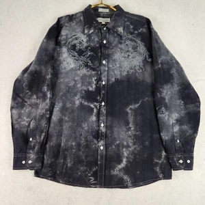 VTG Eighty Eight Mens XL Cotton Black/Gray Pearl Snap Button Long Sleeve Shirt - Picture 1 of 10