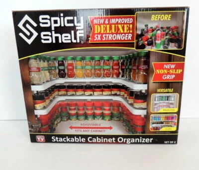 Juego de 2 organizadores de gabinete apilables Spicy Shelf NUEVO Foto 1 de 4