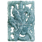 Pendentif sculpture en jadéite jadéite certifié bleu eau vert a Guan Gong dieu dragon