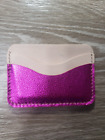 Handmade Metallic Pink & Beige 100% Leather Rustic Card Front Pocket Wallet