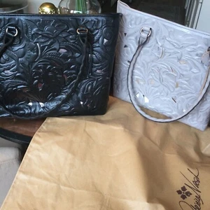 Nuevo Patricia Nash “Adeline” Cuero, Tooled, Gris o Negro, Bolso de Mano. - Imagen 1 de 14