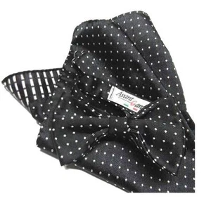 ABBINATA CRAVATTA A FARFALLA annodata SETA POCHETTE PAPILLON blu pois bianco - Picture 1 of 1