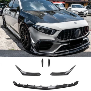 For Mercede Benz W177 A45AMG GM Style Dry Carbon Front Bumper Lip Side Fins - Picture 1 of 24