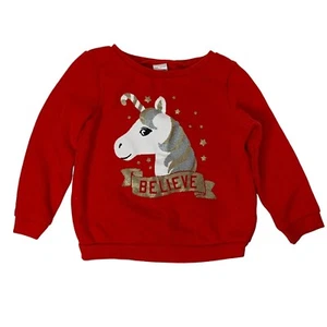 Carter's Christmas Sweater Unicorn Candy Cane Believe Red Sweatshirt 24 Months - Picture 1 of 5