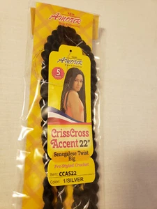 Hair Extensions Senegalese Twist Big Criss Cross Accent 22" Silver Amour CCAS22 - Picture 1 of 6