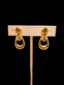 Gold Tone Givenchy Clip on Earrings 1 1/4" - Picture 1 of 5