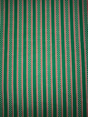 12" X 52"  100% Cotton Fabric Green & Red Christmas Stripe - Image 1 of 3