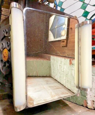 Mid Century Metal Medicine Cabinet With Side Lights ALB-1-Above - Image 1 of 3