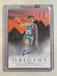 2024-25 Panini Origins Elevation KJ Simpson Jr Rookie Auto RC/175 Hornets - Foto 1 di 2